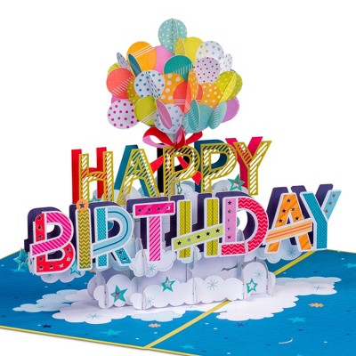 Paper Love HugePop Jumbo Supersized Pop Up Birthday Card, Happy Birthday Balloons, 10" x 14" Cover - Includes Envelope and Note Tag