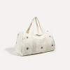 White new embroidered travel bag large capacity luggage bag light storage handbag crossbody Boston bag - 4 of 4
