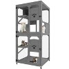 Racxily Outdoor Catio Enclosure with Window Access, 4-Tier Cat House with Wheels & Waterproof Roof, Gray - 2 of 4