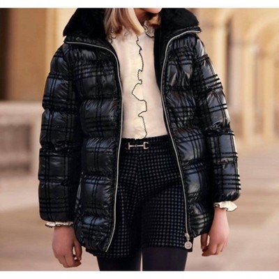 Girl Flock Print Fur Lined Coat - Abel & Lula