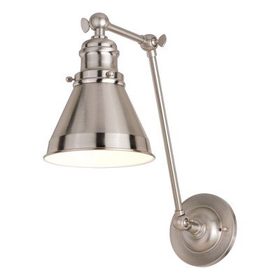 Vaxcel Alexis 1 - Light Swing Arm Lamp in  Satin Nickel/Matte White
