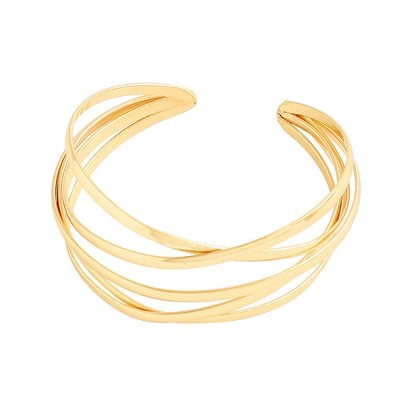 SOHI Women's Gold Overlap Cuff Bracelet