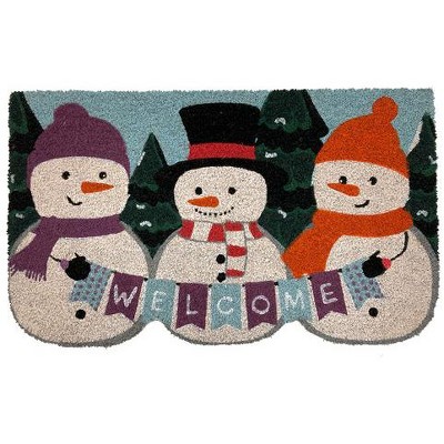 Briarwood Lane Winter Coir Doormat 30x18 Winter Snowmen Welcome Natural Fiber For Winter Coir Doormat