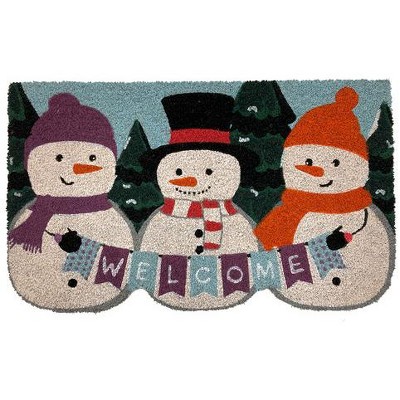 Falling Snowflakes Winter Outdoor Coir Door Mat 