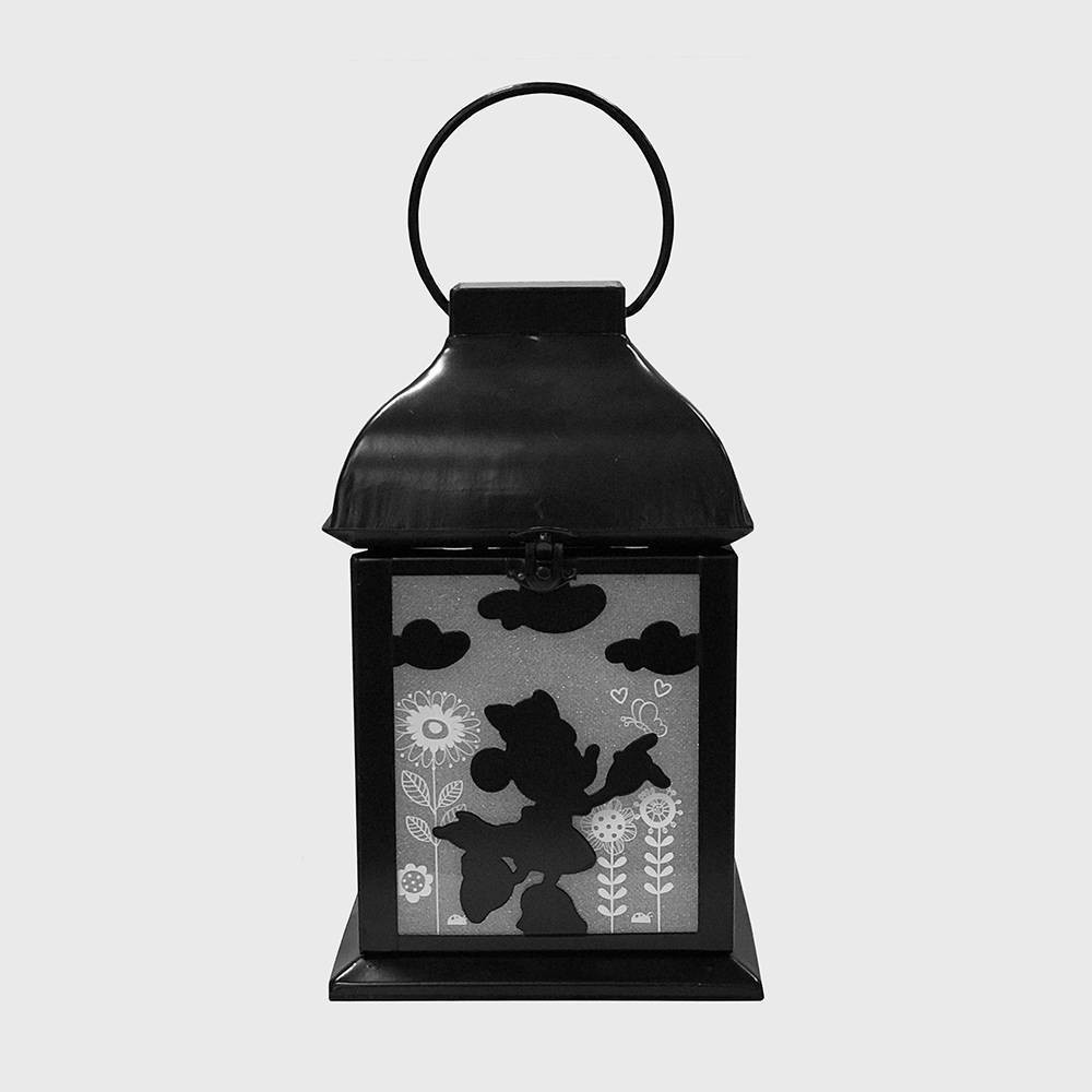 Disney 8.3" Minnie Mouse Solar Metal Outdoor Lantern Black: PVC Construction, White Light, No Battery Needed