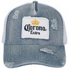 Adult Corona Extra Label Patch Distressed Light Denim Adjustable Hat - 2 of 4