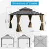 Cesicia 12x12Ft Hardtop Gazebo Outdoor Aluminum Gazebos Grill With Galvanized Steel Double Canopy & Curtains&Netting for Backyard , Garden, Brown - 3 of 4