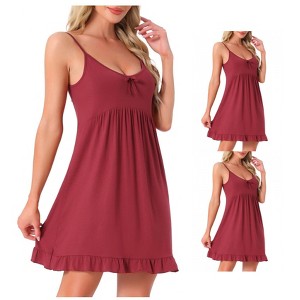 INSPIRE CHIC Women's Nightdress Soft Comfy Sleepwear Loungewear Nightgown Spaghetti Strap Scoop Nightdress - 1 of 4