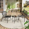 3 Piece Patio Bistro Set, Outdoor Acapulco Chairs Set of 2 with Glass Top Table, All Weather Modern Patio Chairs with Cushions for Deck, Backyard - 3 of 4