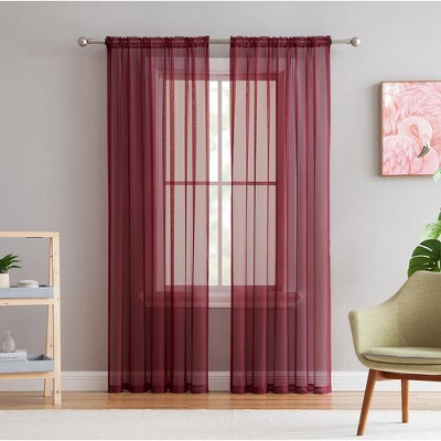 HLC.ME Sheer Voile Transparent Window Treatment Rod Pocket Curtain Panels - Set of 2