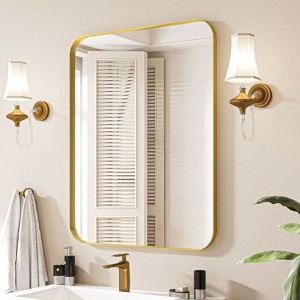 Wall-Mounted Mirror Rectangle Bathroom Vanity Mirrors Framed Mirrors Aluminum Framed Bathroom Mirror - 1 of 4