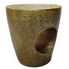 The Urban Port 17" Side End Table Tapered Drum Shape with Unique Hollow Center Antique Brass Aluminum Brass - 3 of 4