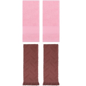 REGALWOVEN 4 Pcs Bathroom Decorative Cotton Soft Absorbent Sold Striped Hand Towel - 1 of 4