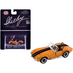 Shelby Cobra 427 S/C Orange with Black Stripes "Shelby Collectibles" Series 1/64 Diecast Model Car by ACME - 1 of 3