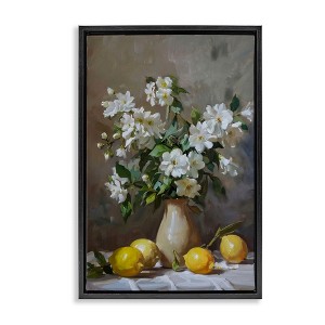 Stupell Industries Floral Lemons Still Life Floating Frame Canvas Art - 1 of 4