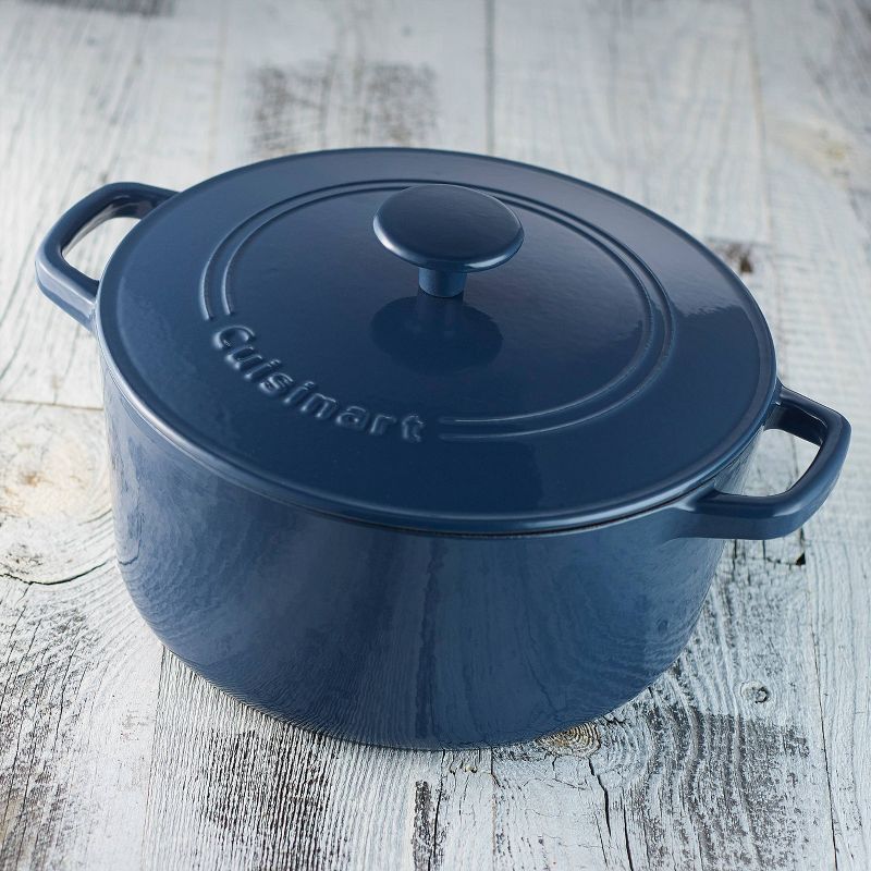 Cuisinart Chef&#39;s Classic 5qt Blue Enameled Cast Iron Round Casserole with Cover - CI650-25BG, 4 of 6