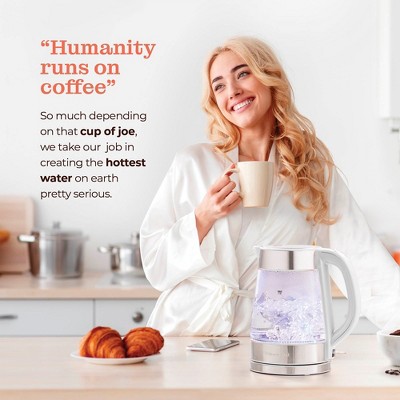 Speed-Boil 1.7L White Glass Electric Kettle with Cool Touch Handle
