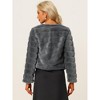 Allegra K Women's Winter Warm Cropped Collarless Faux Fur Fluffy Jacket - 4 of 4