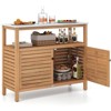 Costway Patio Wood Storage Cabinet with Marble-Like Countertop, Open Shelf & 2 Doors - 2 of 4