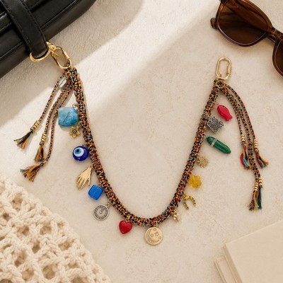 Alilang Women's Boho Bag Charm Chain Multicolor Woven Purse Accessory with Tassels and Charms - Many Colors — фото 5