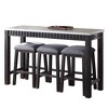 60" Necalli Marble Top Counter Height Dining Set Weathered Espresso - Acme Furniture: 4-Piece, Microfiber Seats, Sled Base - 3 of 4