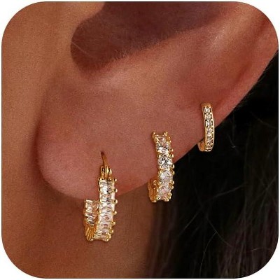 Gold Hoop Earrings for Women Trendy,14K Real Gold Plated Cute Stud Earrings Small Huggie Hoop Earrings non tarnish Jewelry for Women