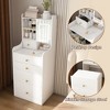 3-in-1 Space Saving Dressing Table with LED Mirror - Compact Makeup Vanity Set with 4 Drawers White - 4 of 4