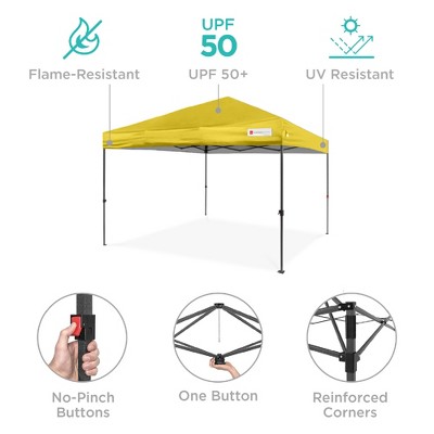 10x10ft Yellow Steel Frame Pop Up Canopy with Wheeled Case