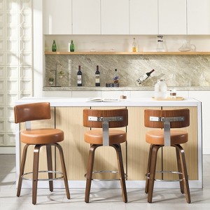 Bekrvio 26'' Counter Height Swivel Bar Stools, Faux Leather Upholstered - 1 of 4