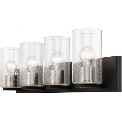 Zurich Black and Brushed Nickel 4-Light Vanity with Clear Seeded Glass
