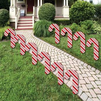 Big Dot of Happiness Candy Cane Lawn Decorations - Outdoor Holiday and Christmas Yard Decorations - 10 Piece