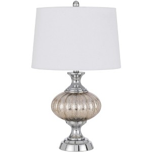 Cal Lighting Ossona metal/glass table lamp with hardback taper drum shade - 1 of 4