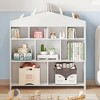 9 Cubby Kids Bookshelf Toy Storage Organizer 40.7in Width White Bookcase Toddlers Playhouse Cabinet Shelf Wooden Cube Toy Shelf - 3 of 4