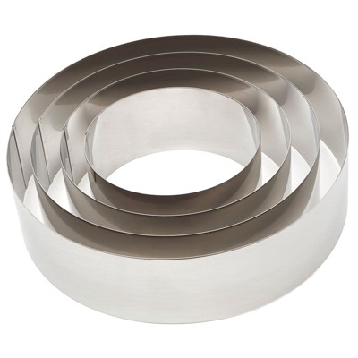 Juvale 4 Pieces Set Round Cake Baking Rings, Stainless Steel 6 - 12 Inch Cake Molder Rings for Tiramisu, Cheese, Sponge Cake and More