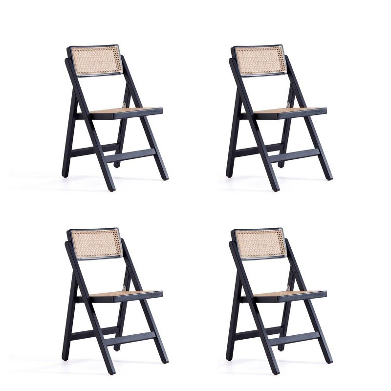 Set of 4 Pullman Cane Folding Dining Chairs Black/Natural - Manhattan Comfort, 1 of 13