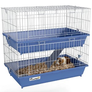 Resenkos 2-Tier Guinea Pig Cage, Ferret Cage, Chinchilla Cage, Small Animal Cage Indoor with Dish and Bottle, 2 Doors, Deep Bottoms, Ramp,Blue - 1 of 4