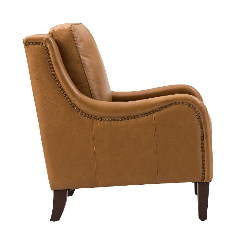 Regina 27.56" Wide Genuine Leather Armchair with Removable Cushions and English Arms  | ARTFUL LIVING DESIGN, 3 of 11