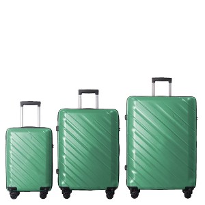 3-Piece Luggage Set, Hardside Suitcases with Four Spinner Wheels and Scratch-Resistant Finish (20", 24", 28"), Green - 1 of 4