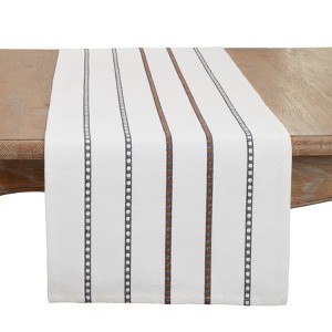 Saro Lifestyle Refined Stripe Table Runner, Black, 16"x72" - 1 of 3