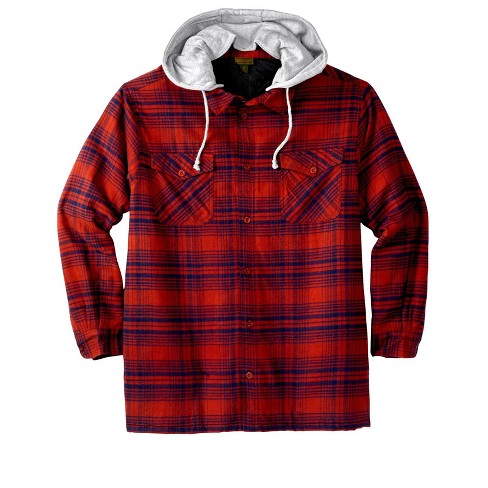 Boulder Creek By Kingsize Men's Big & Tall ™ Removable Hood Shirt Jacket -  Tall - 7xl, Bordeaux Plaid Red : Target
