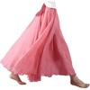 Women's Bohemian Cotton Linen Maxi Skirt - Long Flowy Casual for Summer Beach Holiday Light Red Light Red - 2 of 4