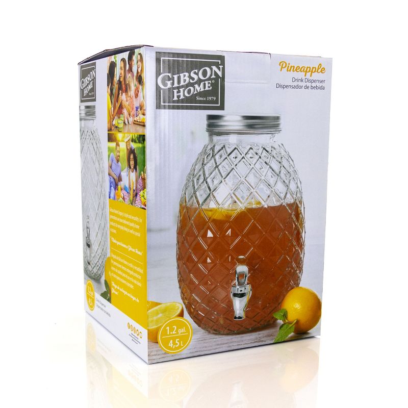 Gibson Home 1.2 Gallon Pineapple Clear Glass Beverage Dispenser, 3 of 10
