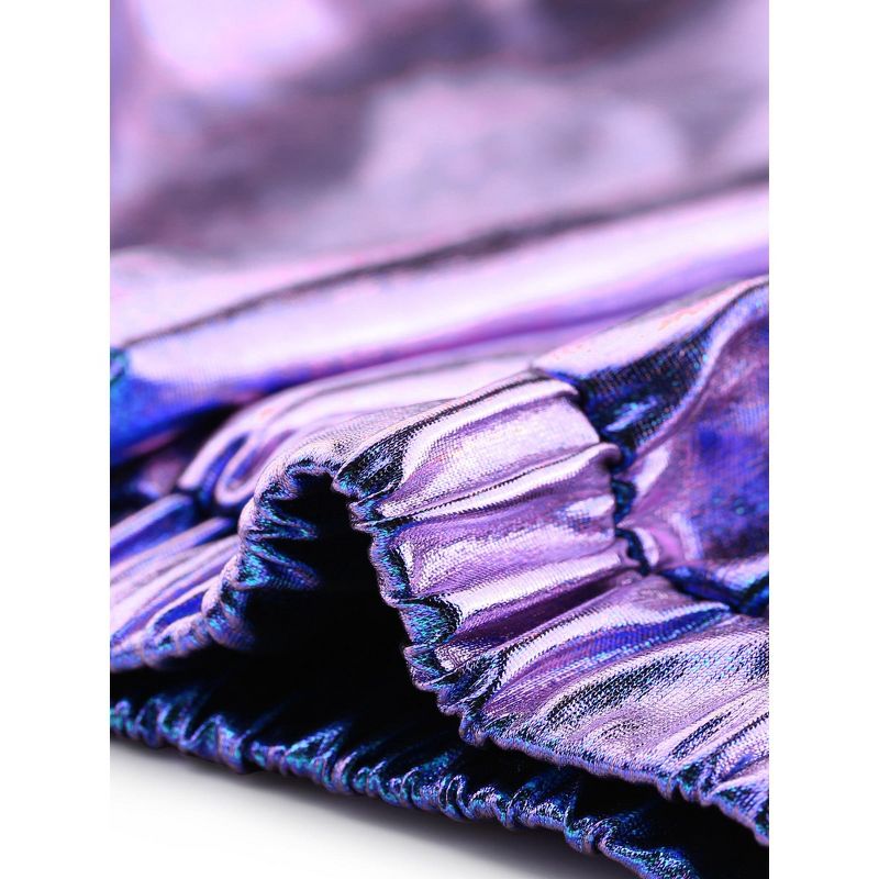 Allegra K Women's Metallic Shiny Sparkle Elastic Waist Pants, 5 of 6