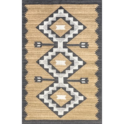 nuLOOM Adilynn Aztec Machine Washable Area Rug Gray 4' x 6