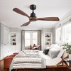 Sofucor 48" Ceiling Fan without Light 3 Walnut Wood Blades Black and Brown - 2 of 4