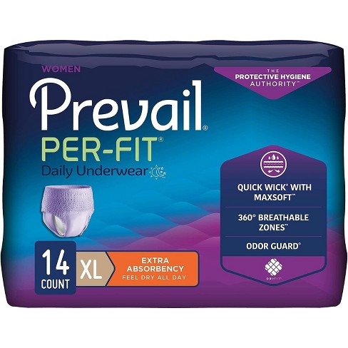 Prevail Daily Per-fit Underwear For Women, Pull On With Tear Away Seams,  X-large (58-68), 14ct Bag : Target