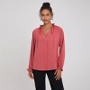 Women's Ruched Neck Raglan Long Sleeve Button Closure Blouse - A New Day™ - 4 of 4