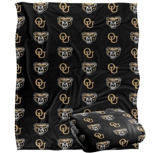 Oakland University Logo Pattern Silky 50x60 Blanket, 1 Sided - 1 of 4