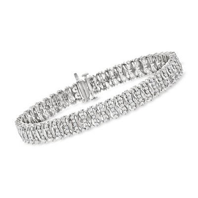 Ross-Simons 2.00 ct. t.w. Diamond Fancy-Link Tennis Bracelet in Sterling Silver Size 8