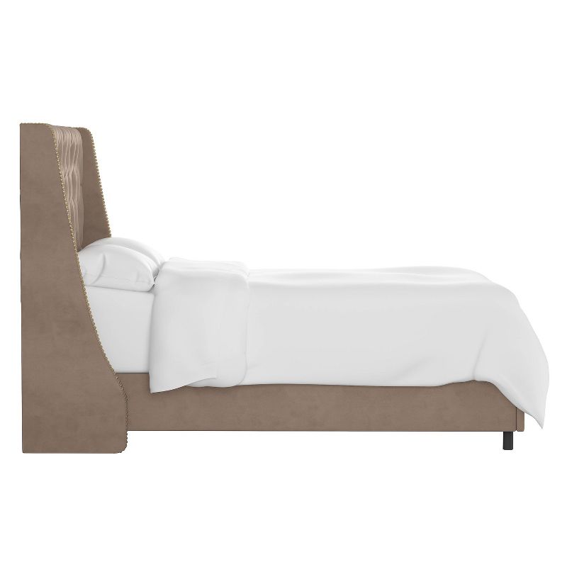 Skyline Furniture Arlette Nail Button Tufted Wingback Bed in Velvet, 4 of 11